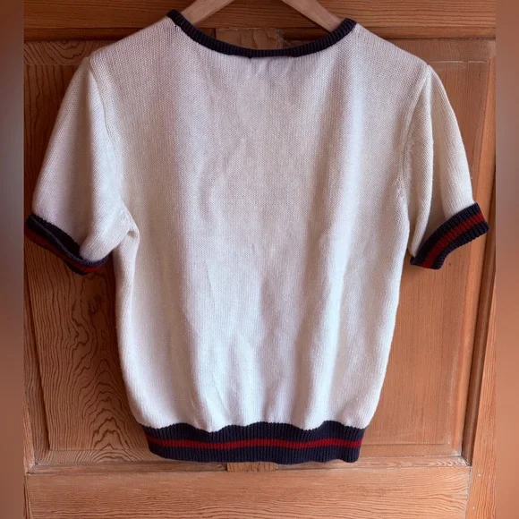 American Flag Short Sleeve Sweater | VTG | Heritage Knit | Size Large - Picture 7 of 7